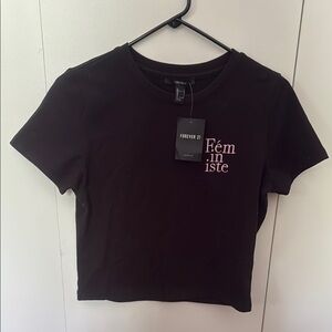 Forever 21 Black Fitted Crop T-Shirt